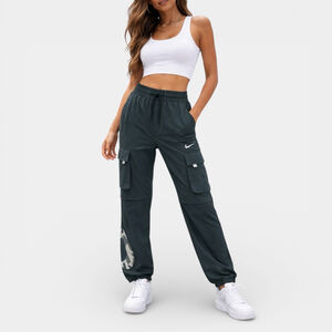 NIKE Pants Women Size Medium Dark Gray Cargo High-waisted High-rise Straight Leg